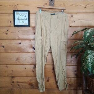 L. Ralph Lauren Cargo Pants Y2K Vintage Linen Blend Loose Utility Sz 10(36) X30"